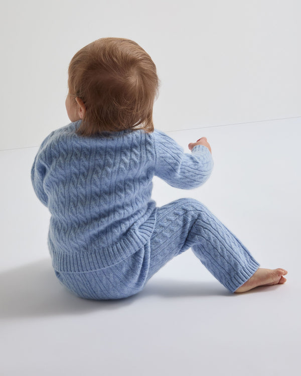 N.Peal Cashmere Cable Cardigan Cornflower Blue