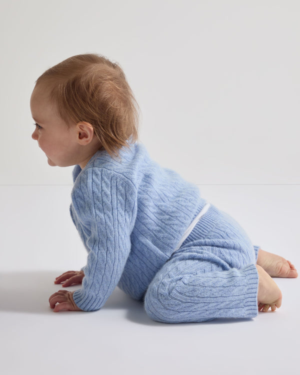 N.Peal Cable Cashmere Leggings Cornflower Blue