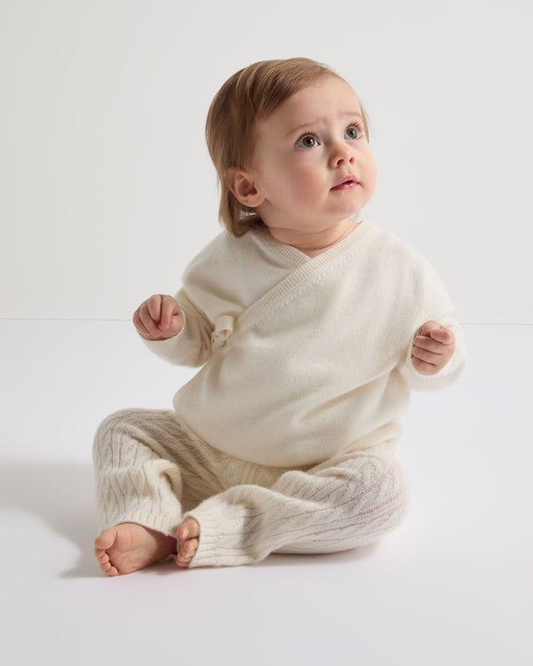 N.Peal Wrap Cashmere Cardigan New Ivory White