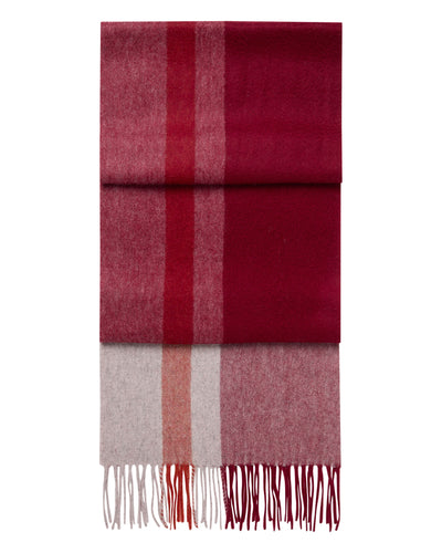 N.Peal Unisex Cashmere Check Scarf Red + Grey