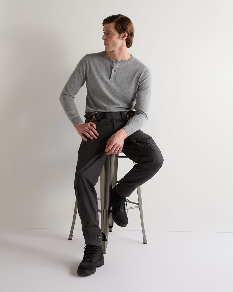 THE LUXE RIB L/S HENLEY BODYSUIT - MID GREY – All Things Golden