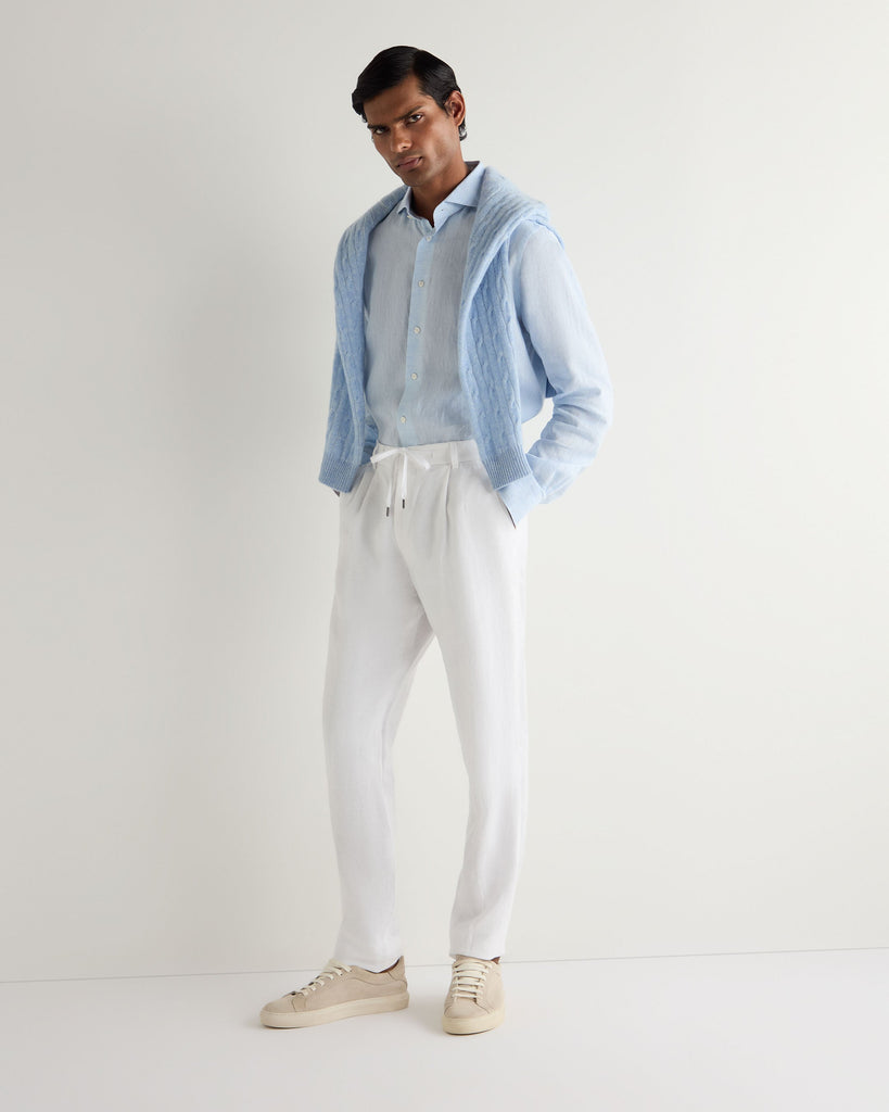 パンツ PT01 cotton linen 1pleats white pants Men's Linen Pant White | N.Peal