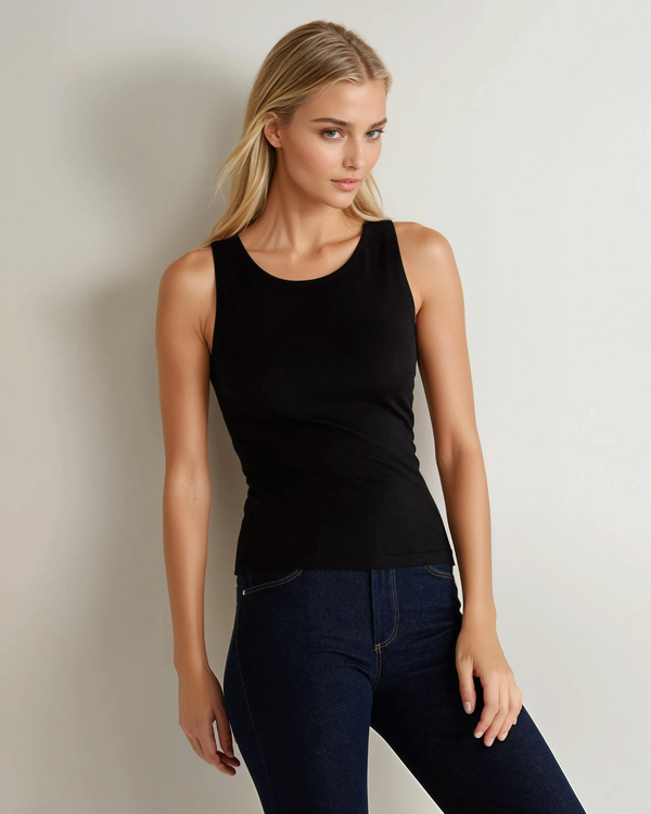 N.Peal Women's Ella Superfine Cashmere Shell Top Black