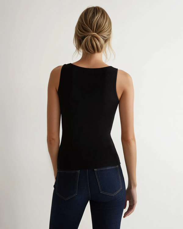 N.Peal Women's Ella Superfine Cashmere Shell Top Black