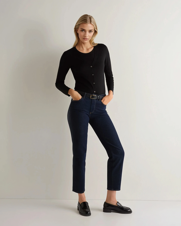 N.Peal Women's Mia Superfine Cashmere V Neck Cardigan Black