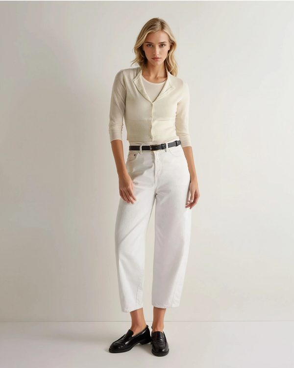 N.Peal Women's Darcie Superfine Cashmere Cropped Cardigan New Ivory White