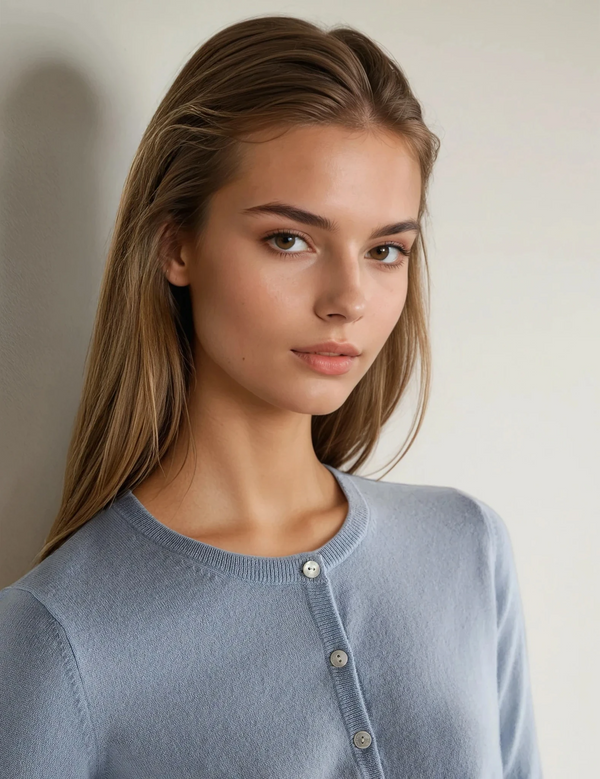 N.Peal Women's Ivy Cropped Cashmere Cardigan Sea Mist Blue