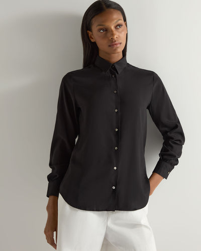 N.Peal Women's Rochelle Silk Shirt Black