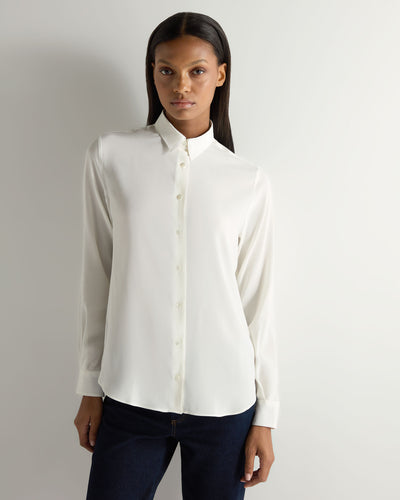 N.Peal Women's Rochelle Silk Shirt White