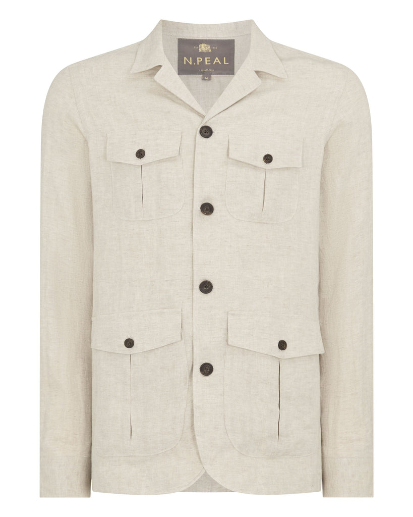 Men's Safari Linen Jacket Sand Brown | N.Peal