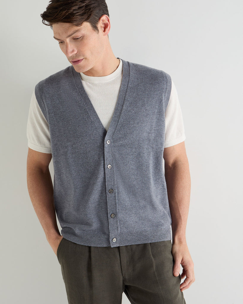 Men's Sleeveless Cashmere Tank Top Ash Grey | N.Peal