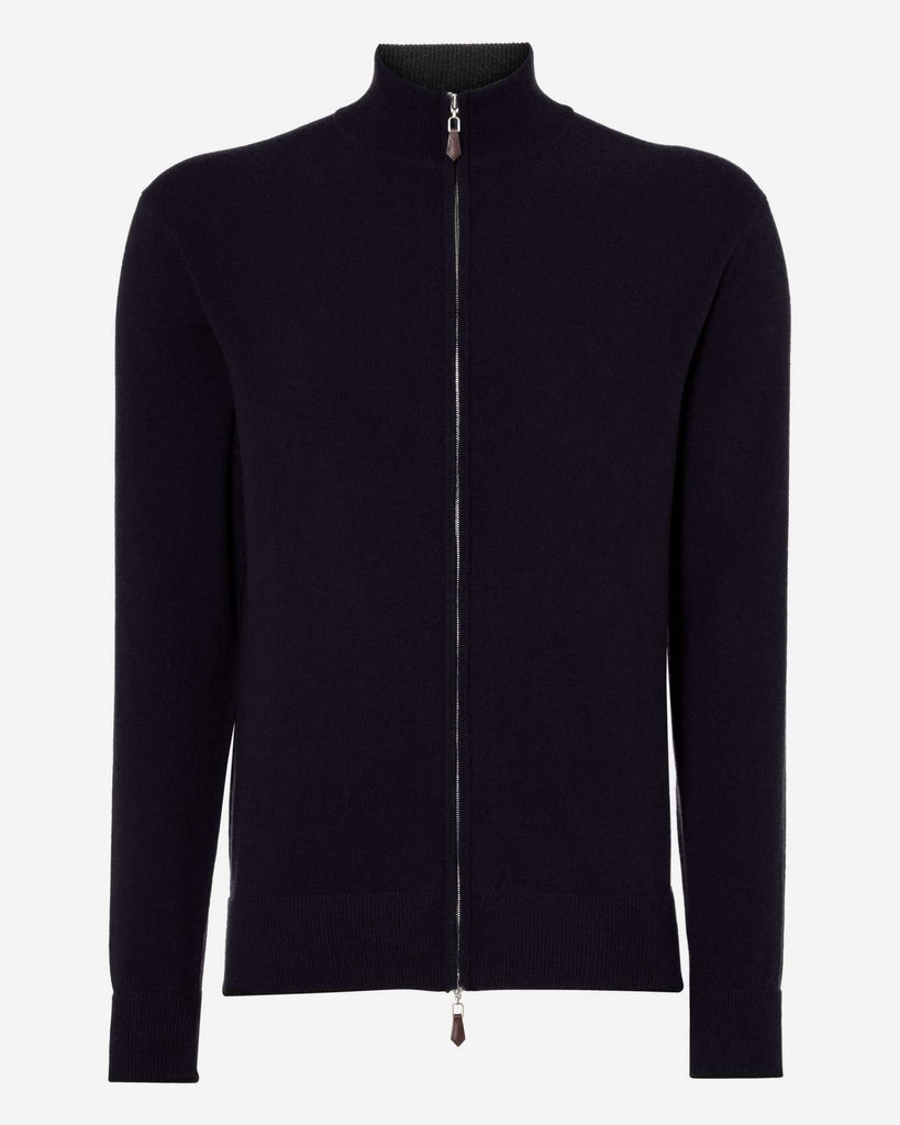 Men's Knightsbridge Full Zip Cashmere Sweater Navy Blue | N.Peal