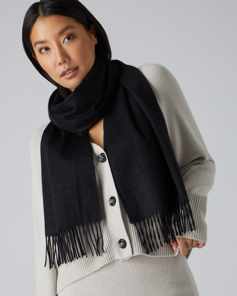 Unisex Large Woven Cashmere Scarf Black | N.Peal