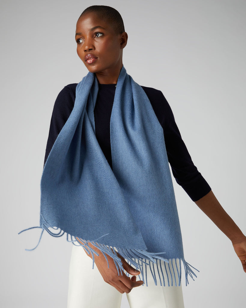 Unisex Woven Cashmere Scarf Ocean Blue N.Peal