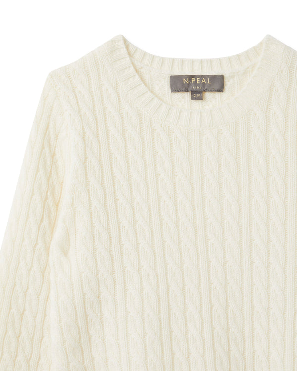 N.Peal Cable Cashmere Sweater New Ivory White