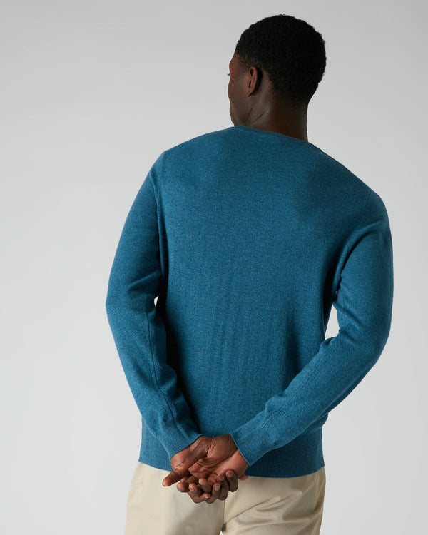 N.Peal 007 Crew Neck Cashmere Jumper Blue Wave