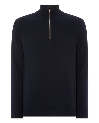 N.Peal Men's The Carnaby Half Zip Cashmere Jumper Navy Blue