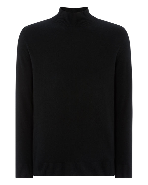 N.Peal Men's Turtle Neck Cashmere Jumper Black