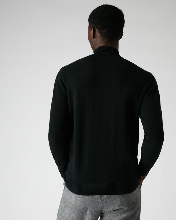 N.Peal Men's Turtle Neck Cashmere Jumper Black