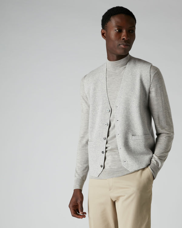 N.Peal 007 Milano Knitted Cashmere Waistcoat Fumo Grey
