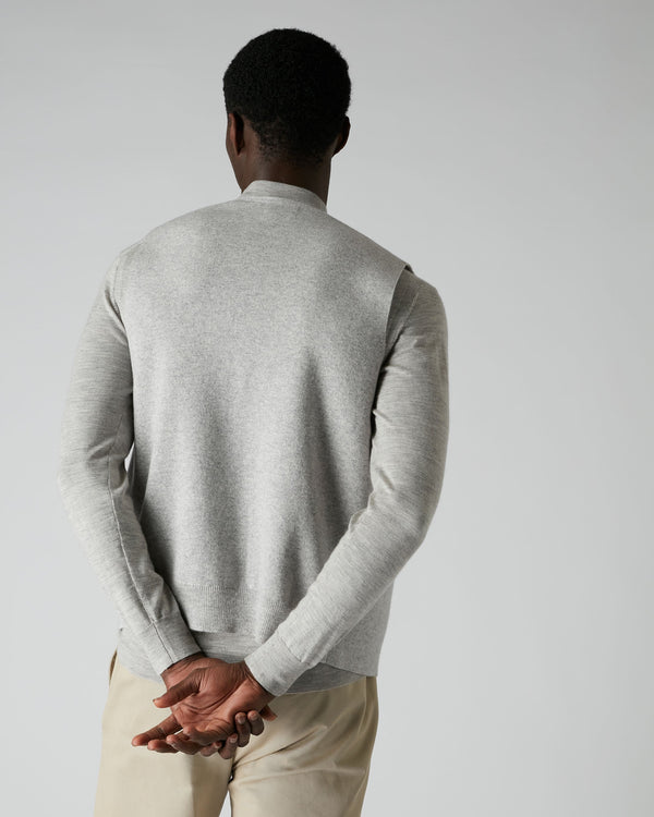 N.Peal 007 Milano Knitted Cashmere Waistcoat Fumo Grey