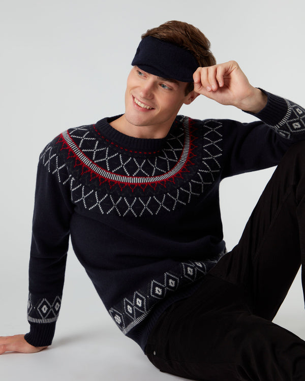 N.Peal Unisex Knitted Cashmere Eye Mask Navy Blue