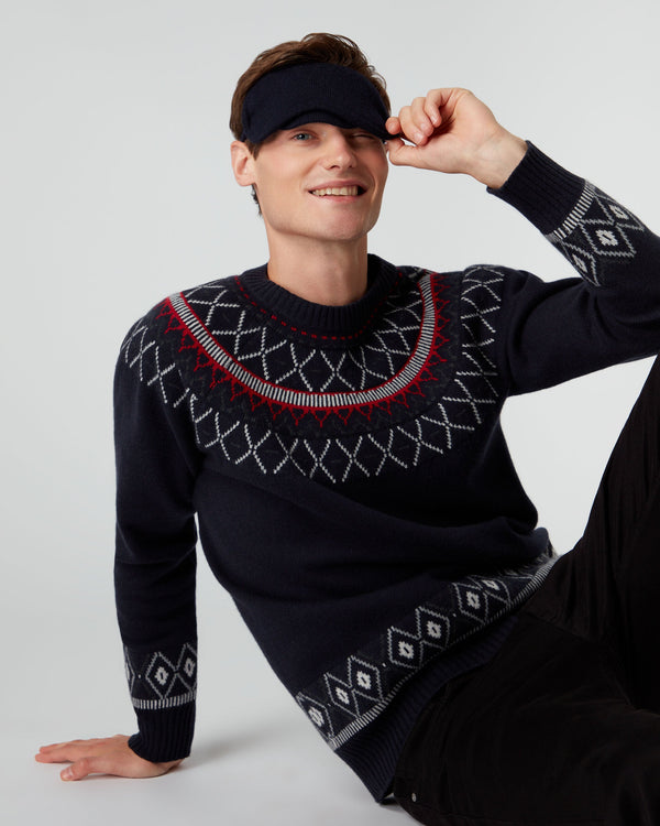 N.Peal Unisex Knitted Cashmere Eye Mask Navy Blue