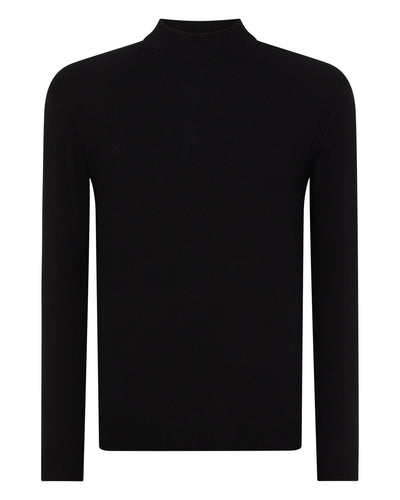N.Peal Men's Fine Gauge Cashmere Turtle Neck Jumper Black