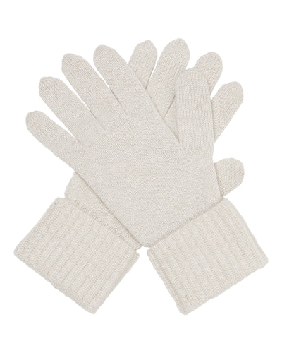 N.Peal Women's Ribbed Cashmere Gloves With Lurex Ecru White Sparkle