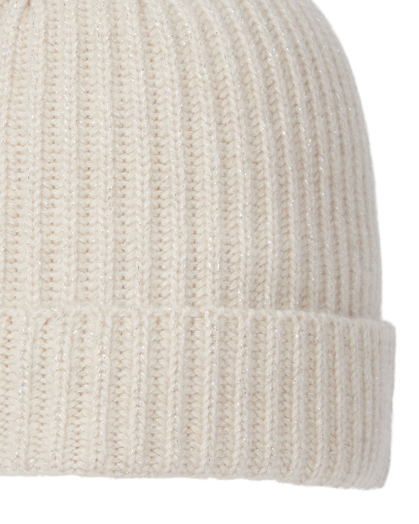 Women's Ribbed Cashmere Hat With Lurex Ecru White Sparkle | N.Peal