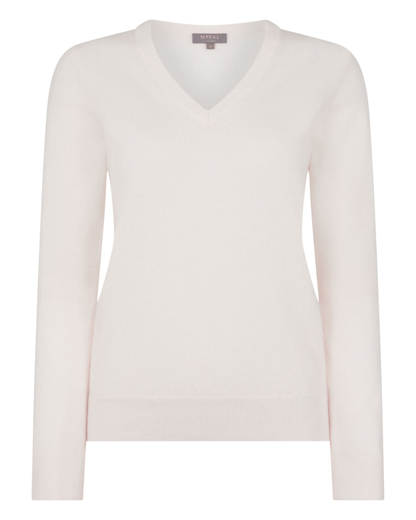 White cashmere v on sale neck sweater women's