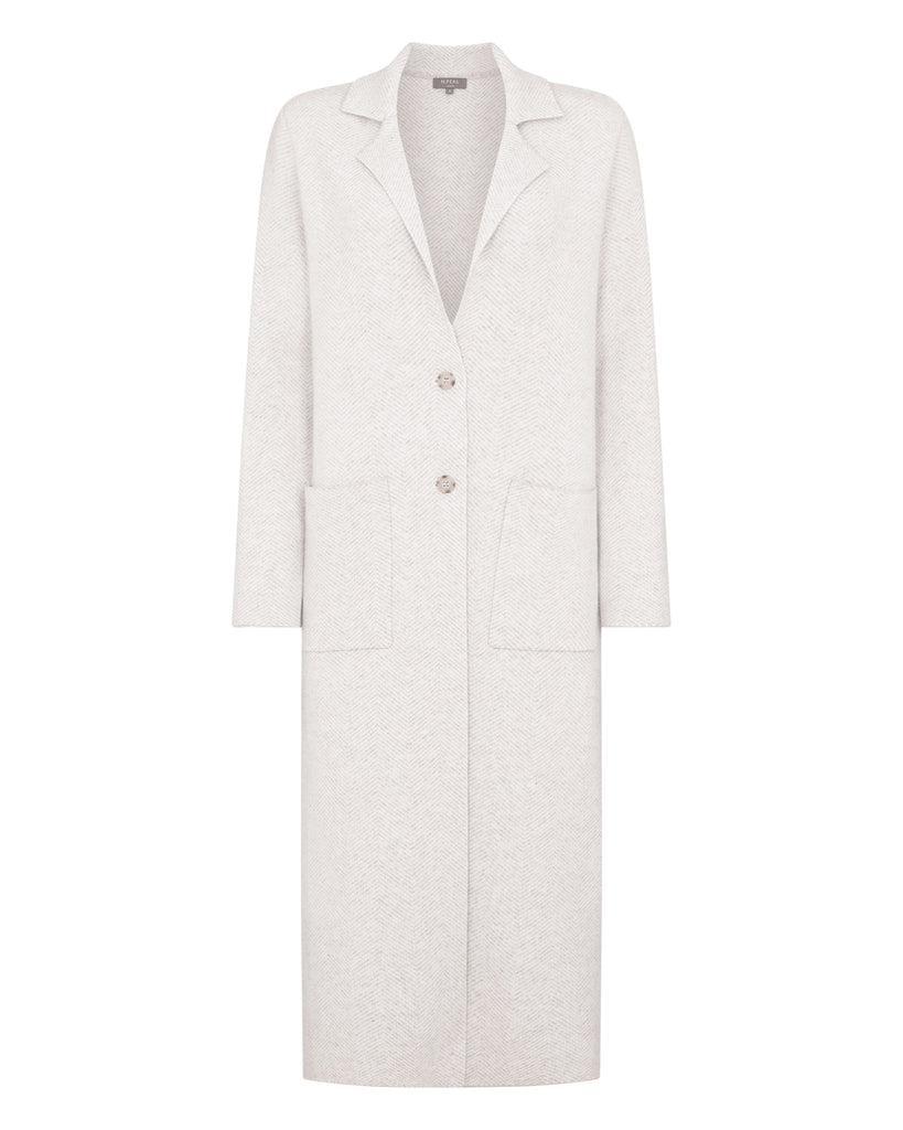 Women's Herringbone Cashmere Coat New Ivory White