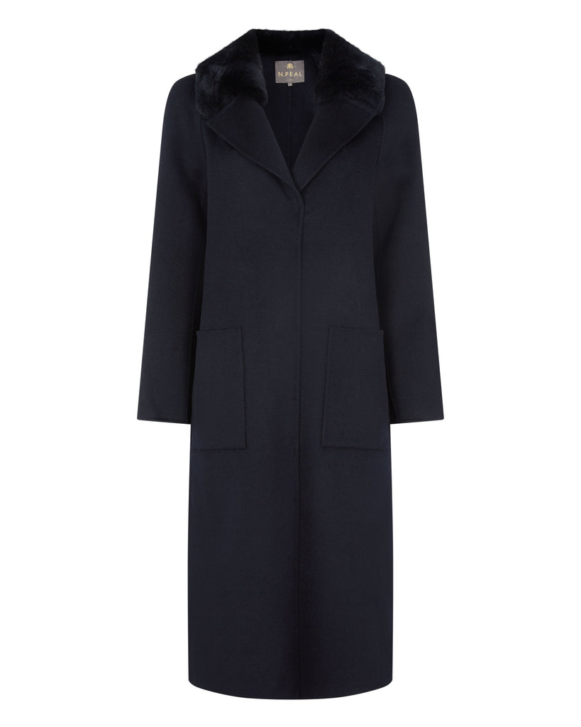Women's Cashmere Faux Fur Collar And Cuffs Reversible Belted Coat Jacket :  : Clothing, Shoes & Accessories