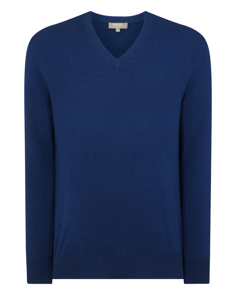 Outlets Bright Beautiful Blue Men's V-Neck L/S Cashmere Sweater by Ai New York Size M