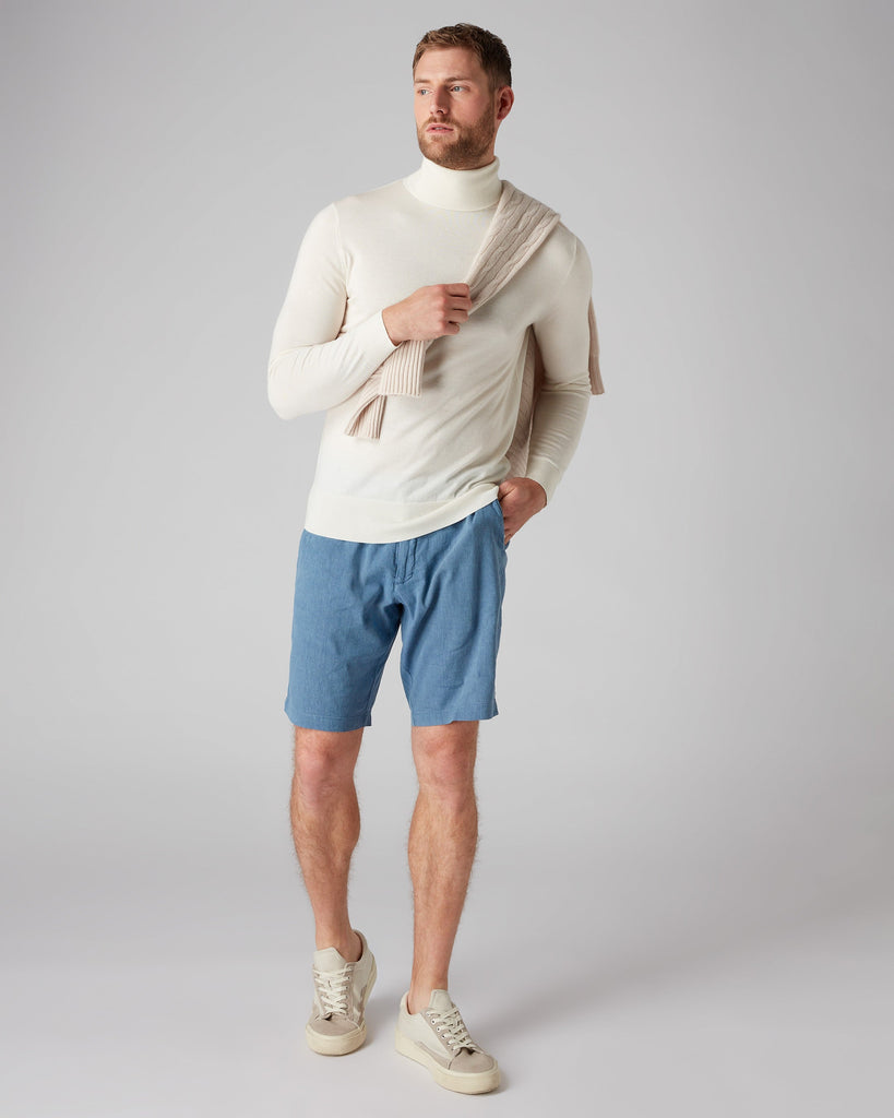 Men's Fine Gauge Cashmere Mock Turtle Neck Sweater New Ivory White