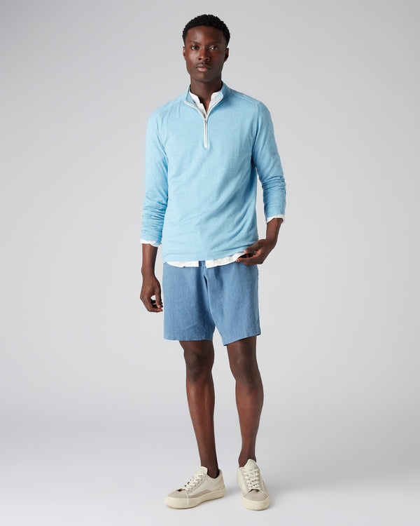N.Peal Men's Half Zip Sweater Cornflower Blue