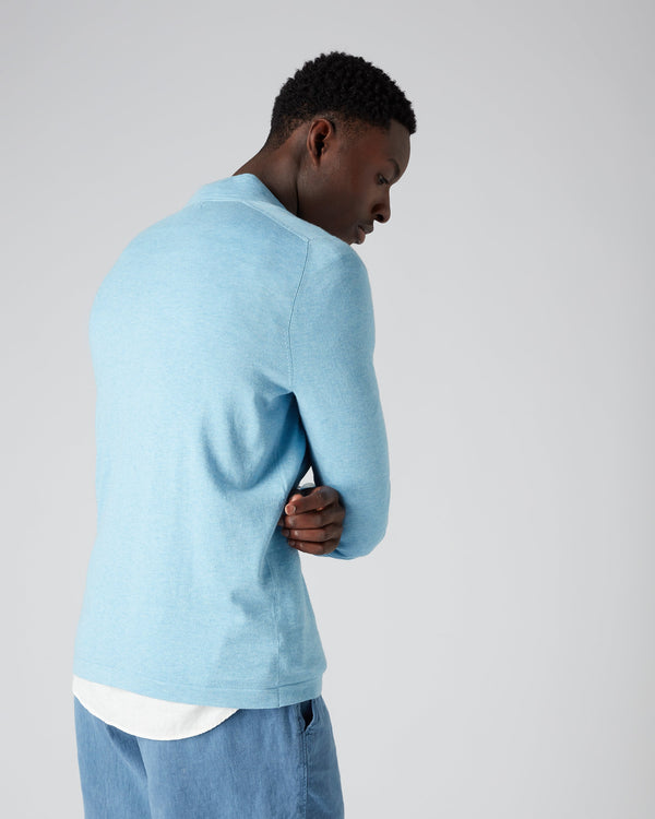 N.Peal Men's Half Zip Sweater Cornflower Blue