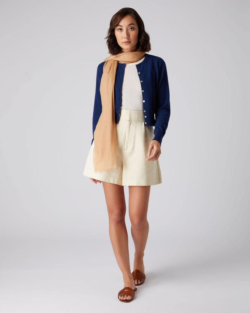 Boden cashmere cropped crew cardigan top