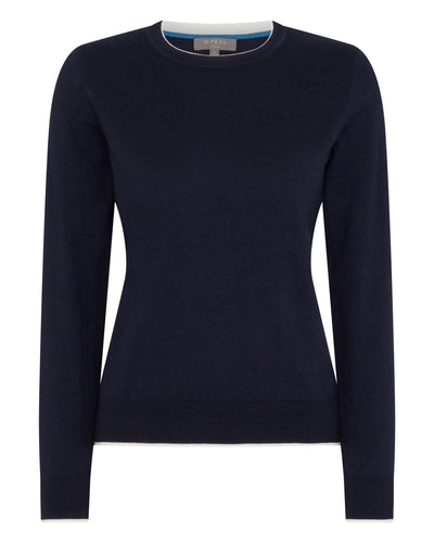 N.Peal Women's Cotton Cashmere Jumper Navy Blue
