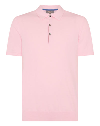 N.Peal Men's Polzeath Cotton Cashmere Polo T-Shirt Spring Pink