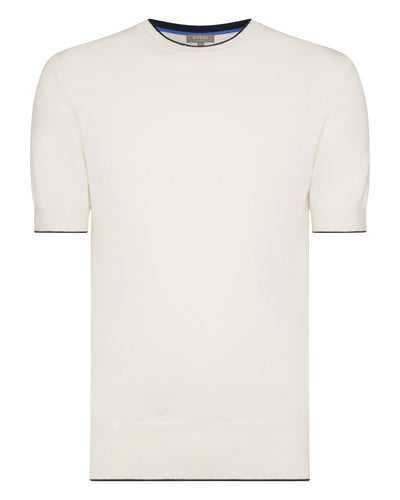 N.Peal Men's Newquay Cotton Cashmere T-Shirt New Ivory White