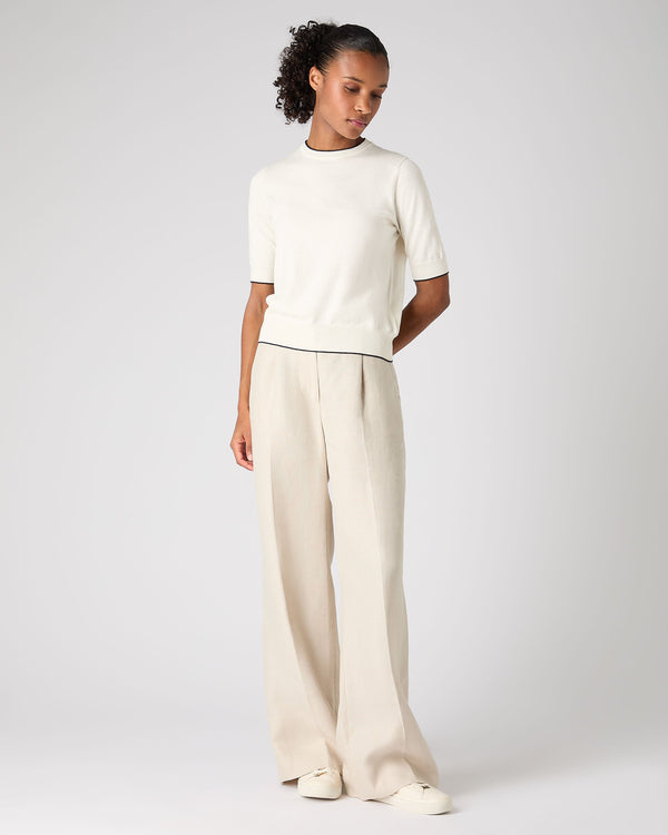 N.Peal Women's Cotton Cashmere T-Shirt New Ivory White