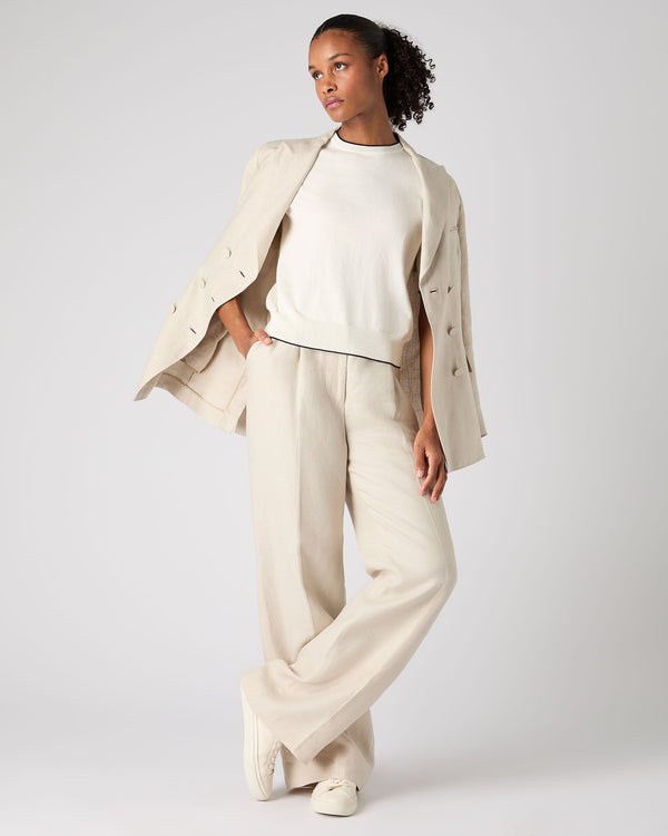 N.Peal Women's Cotton Cashmere T-Shirt New Ivory White