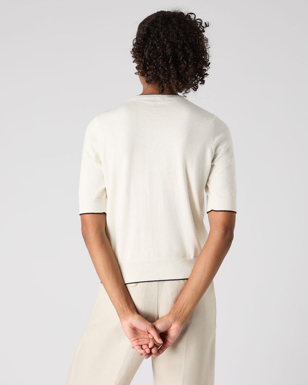 N.Peal Women's Cotton Cashmere T-Shirt New Ivory White