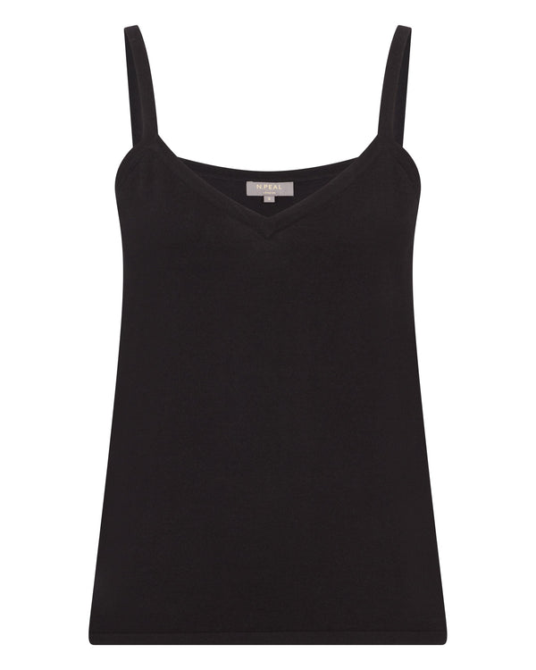 N.Peal Women's Cotton Cashmere Silk Camisole Black