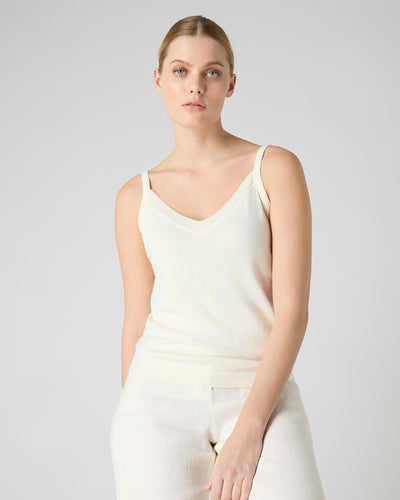 N.Peal Women's Cotton Cashmere Camisole New Ivory White