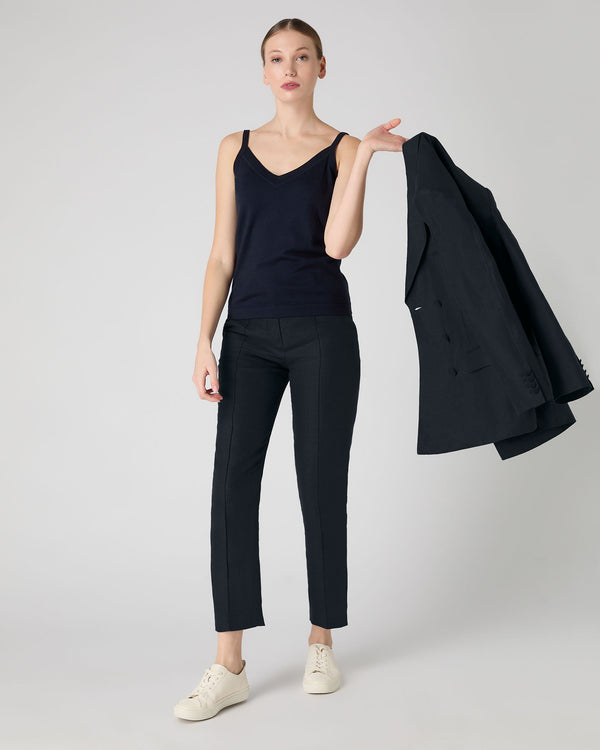 N.Peal Women's Cotton Cashmere Camisole Navy Blue
