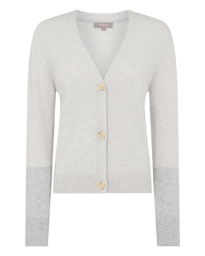N.Peal Women's V Neck Relaxed Cashmere Cardigan Pebble Grey