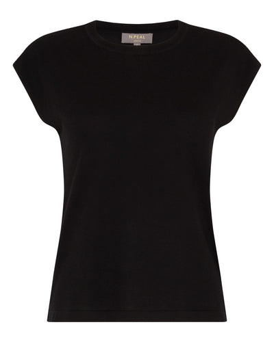 N.Peal Women's Cotton Cashmere Silk Top Black