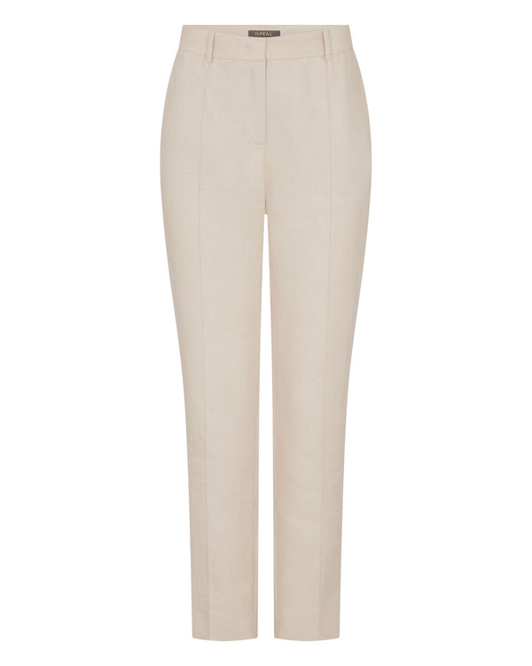 N.Peal Women's Harper Crop Linen Trouser Oat Brown